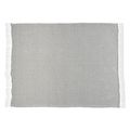 Gray and White Woven Cotton Geometric Throw Bla...