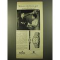 1961 Rolex Style 6016 and 1007 Watches Advertisement - Jinx Falkenburg