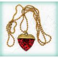 Summer Gift Red Love Heart Domed Pendant Antiqu...