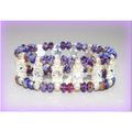 2 Row Dark Purple & Clear Swarovski Crystals Br...