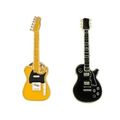 Guitar 1 Yellow & 1 Black Enamel Badge Creative...
