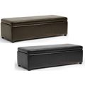 Modern Brown Or Black Leather Storage Ottoman B...