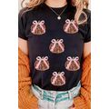 Black Sequin Bow Pumpkin Patched Cotton Blend T...