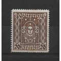 Austria.SG499 20k Sepia.Mounted Mint.Aug22