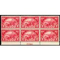 615, Mint VF NH 2¢ Bottom Plate Block of Six St...