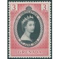 Grenada 1953 3c black & carmine-red Coronation ...