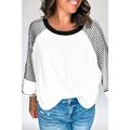 Black Striped Bracelet Sleeve Raglan Patchwork Top
