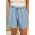 Beau Blue Washed Chambray Drawstring Elastic Wa...