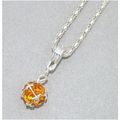 Fine Orange Crystal Silver Plated Charm Pendant...