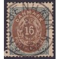 DENMARK 1875 Arms 16o P14x13.5 Sc#30 - USED @P1189