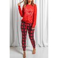 Red Santa Baby Plaid Print Two Piece Pajama Set