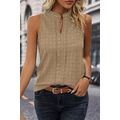 Light French Beige Lattice Textured Split Neck ...