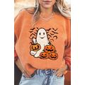 Orange Halloween Ghost Pumpkin Bat Print Corded...