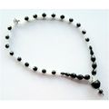 Necklace #009 black & clear rainbow glass beads...