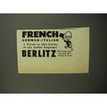 1953 Berlitz School of Languages Ad - French German - Italian