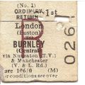 B.T.C. Edmondson Ticket - London Euston to Burn...