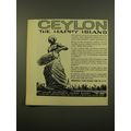 1961 Ceylon Government Tourist Bureau Advertisement - Ceylon the happy island