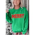 Dark Green Christmas Chenille MERRY Graphic Cre...