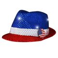 USA Flashing Fedora Hat with Red White and Blue...