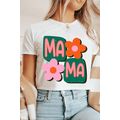 White MAMA Flower Graphic Crewneck Tee