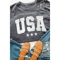 Gray USA Vintage Star Letter Graphic Tee