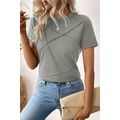 Medium Grey Solid Color Toothpick Stripe Round ...