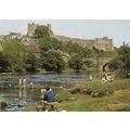 Artist Painting Sunny Day Paddling River Swale ...