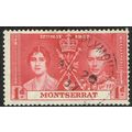 Montserrat 1937 Coronation 1d Scarlet SG98 FU