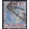 Cyprus 1902 - 04 KEV11 2 Piastre Blue & Purple ...