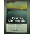 1970 Texas Tourism Ad - A 6,000-Mile Lake