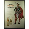 1953 Dewar's White Label Scotch Ad - Piper at parade rest Clan Wallace tartan