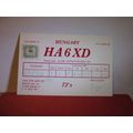 HA6XD, used QSL thin card BUDAPEST, HUNGARY 1988 =