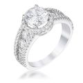 2.1Ct Rhodium Plated Solitaire Engagement Halo ...