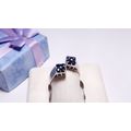 Estate .48ctw Natural Blue Sapphire Double Squa...