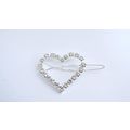 Extra small silver heart crystal hair pin clip ...