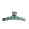 Long turquoise blue stone silver western style ...