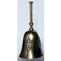 A BRASS BELL - with THREE x FAUX JEWEL PLATES -...