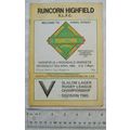 1985 programme Runcorn Highfield v. Rochdale Ho...
