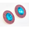 NALI Adele Oval With Blue and Pink Stones Earri...