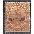 St Kitts Nevis 1918 SG23 1 1/2d Orange WAR STAM...