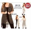 Shawl Cardigan w/ Tassels - Perforated - Black ...