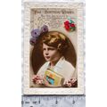 1929 postcard Fond Birthday Wishes - Girl Holdi...