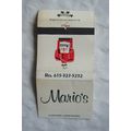 Matchbook Cover Marios, Res. 615-327-3232