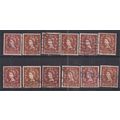 GB 1958 QE2 12 x 2d Brown Wilding wmk 179 SG 57...