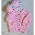 Hand Knitted Cardigan in Pink Chunky Wool to fi...