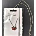Cherry pendant rhinestone silver colour red met...