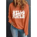 Orange Hello Pumpkin Graphic Drop Shoulder Hall...