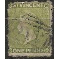 St Vincent 1880 SG29 1d Olive-Green Good Used F...