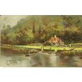 Buckinghamshire CLIVEDEN Ferry Art Postcard (BB...