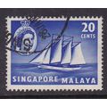 SINGAPORE 1955 QEII 20c SHIP USED SG46